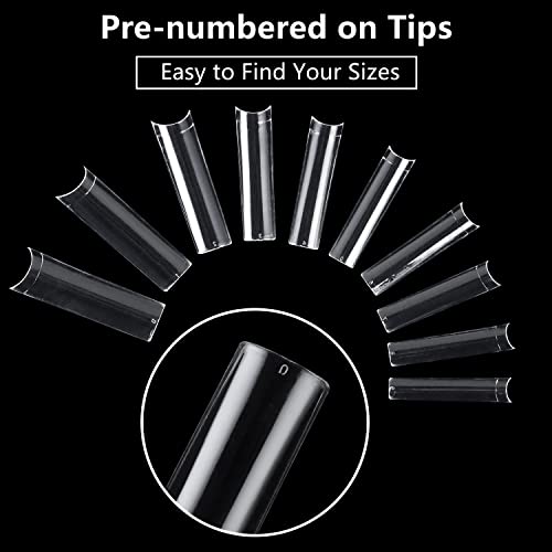 XXL Square Clear Half Cover Tapered Nail Tips - 500 Pieces, 10 Sizes for Acrylic Nails - Image 6