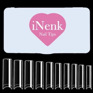 XXL Square Clear Half Cover Tapered Nail Tips - 500 Pieces, 10 Sizes for Acrylic Nails