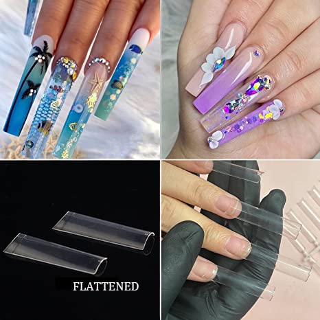 XXL Square Clear Half Cover Tapered Nail Tips - 500 Pieces, 10 Sizes for Acrylic Nails - Image 3