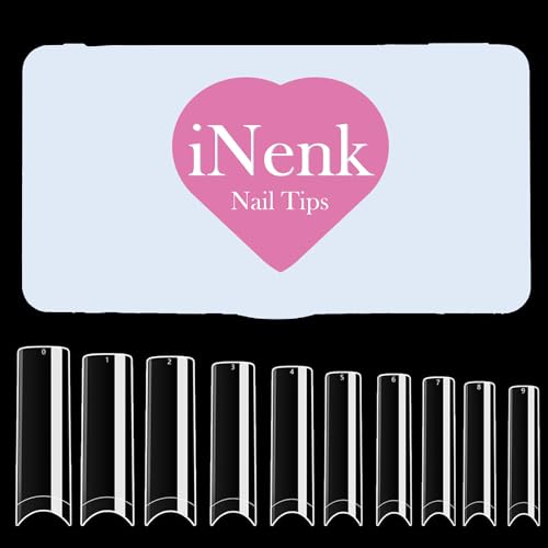 XXL Square Clear Half Cover Tapered Nail Tips - 500 Pieces, 10 Sizes for Acrylic Nails