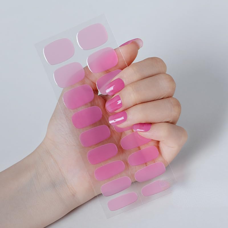 Y-HaLi Waterproof and Long-Lasting Finger Nail Patch with Semi-Cured Phototherapy Soft Gel - Solid Color Transparent Design (JM2322)