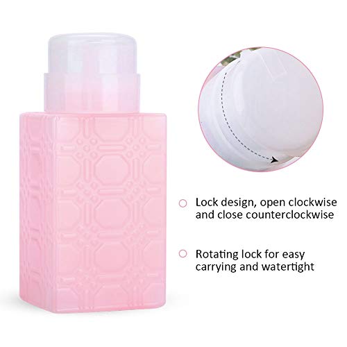Yctze Push Down Portable Pump Dispenser Bottle for Nail Polish Remover, Makeup Removal, Lotions - Refillable and Suitable for Nail Enhancement Tools (Square Pink) - Image 3
