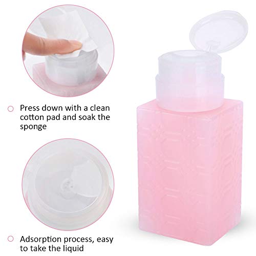 Yctze Push Down Portable Pump Dispenser Bottle for Nail Polish Remover, Makeup Removal, Lotions - Refillable and Suitable for Nail Enhancement Tools (Square Pink) - Image 9