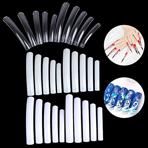 Yimart® 100pcs White/Clear/Natural Extra Long Curve Nail Tip UV Gel French Acrylic False Nail Art Salon long Tips (Natural) - Image 8