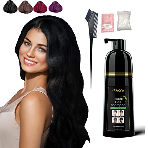 YIZHONG Black Hair Dye Shampoo 300ml Gentle Formula for Natural Gray Coverage