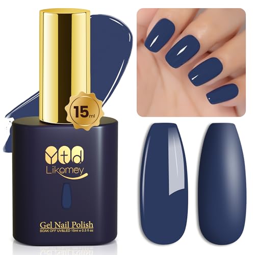 YTD Likomey Gel Nail Polish,1 Pcs 15ml Dark Navy Blue Soak Off UV Nail Gel Varnish,Salon Home DIY Manicure High Pigment Royal Cobalt Gel Polish,CS417