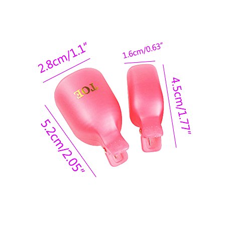 Yueton 10-Pack Pink Reusable Toenail Acetone Soak-Off Gel Polish Remover Clips - Image 3