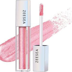 zeesea Glitter Galaxy Colored Liquid Eyeshadow, Dazzling Shimmer Eye Makeup, High Pigmented & Long Lasting (PK03 Twinkling Sakura)