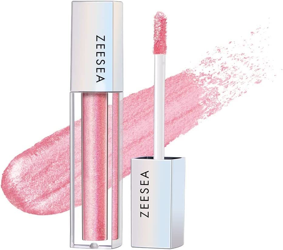 zeesea Glitter Galaxy Colored Liquid Eyeshadow, Dazzling Shimmer Eye Makeup, High Pigmented & Long Lasting (PK03 Twinkling Sakura)