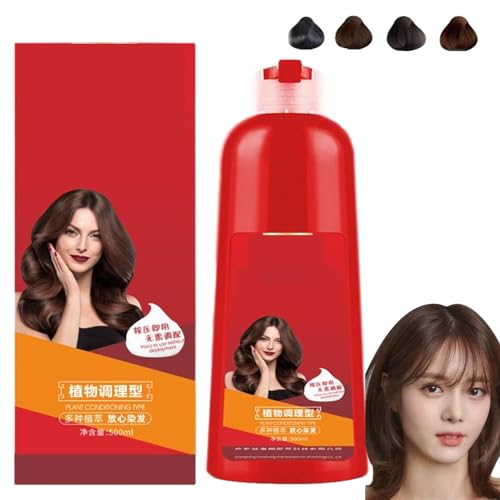 Zhihuashi Herbal Bubble Hair Dye Essence, Zhihuashi Bubble Dye Shampoo, 6 Color Plant Based Hair Dye Shampoo, 500ML Natural Plant Hair Dye Cream, Skin-Friendly Bubble Hair Dye (Coffee)