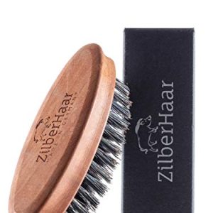 ZilberHaar Stiff Boar Bristle Pocket Brush for Short and Medium Beards