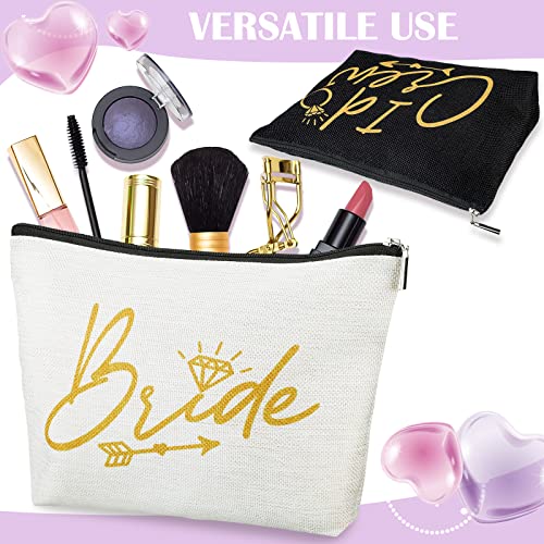 11-Piece White and Black Canvas Makeup Bag Set for Bridal Showers and Weddings - Image 5