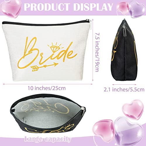 11-Piece White and Black Canvas Makeup Bag Set for Bridal Showers and Weddings - Image 2