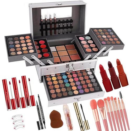 132 Color Professional All-In-One Makeup Kit for Women and Teens, Compact Silver Case