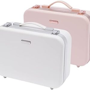 Large White Makeup Train Case with LED Mirror - Professional Organizer Kit