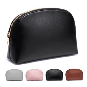 Vorspack Makeup Bag Large Travel Cosmetic Bag Lightweight PU Leather Cosmetic Organizer Pouch for Women (Large) - Black
