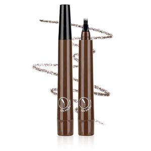Magic Eyebrow Pencil, 3D Waterproof Microblading Eyebrow Pencil Contouring Pen, 4-Tipped Precise Brow Pen Long-Lasting Natural Fine Stroke Eyebrow Pencil Creating Natural Look (A-dark brown)