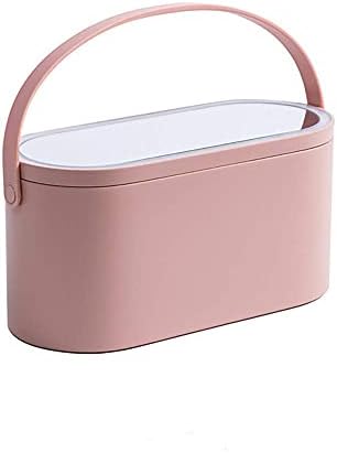 Luckystar Pink Portable Makeup Organizer Box with LED Mirror Touch Switch 10-Inch