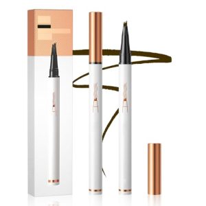 2024 New Eyebrow Microblading Pen, 3D Waterproof Microblading Eyebrow Pencil Contouring Pen, 4-Tip Eyebrow Pencil Magic Eyebrow Pencil for Natural Eyeliner Makeup (Dark Brown)