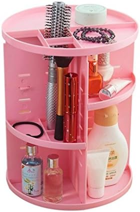 360 Rotating Pink Makeup Organizer Box with Large Vanity Storage Capacity