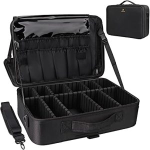 Relavel 16.5 Inch Large Waterproof Makeup Case Organizer with Adjustable Strap