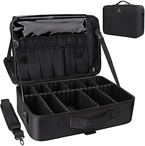 Relavel 16.5 Inch Large Waterproof Makeup Case Organizer with Adjustable Strap