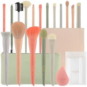 Docolor 17-Piece Morandi Makeup Brush Set with Bag, Sponge, and Brush Protector
