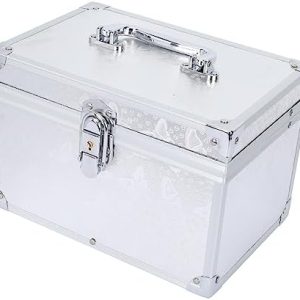 NUOBESTY Portable Silver Metal Storage Box for Pedicure and Jewelry Accessories 1pc