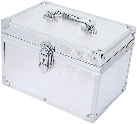 NUOBESTY Portable Silver Metal Storage Box for Pedicure and Jewelry Accessories 1pc