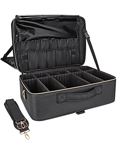 Relavel Extra Large Waterproof Travel Makeup Bag with Adjustable Straps and Dividers
