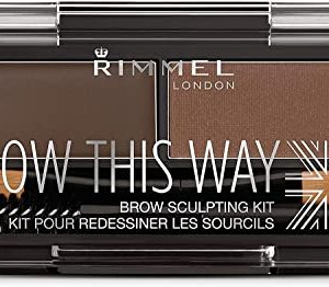 Rimmel Brow This Way Sculpting Kit Dark Brown, 0.04 oz Powder, 0.03 oz Wax