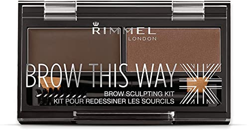 Rimmel Brow This Way Sculpting Kit Dark Brown, 0.04 oz Powder, 0.03 oz Wax
