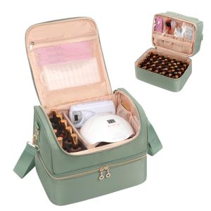 Nail Polish Organizer Case 45 Bottles with Nail Lamp Travel Bag Included