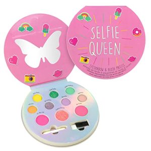 Expressions Selfie Queen Glisten Glitter 10 Color Eyeshadow Blush Makeup Palette with Mirror