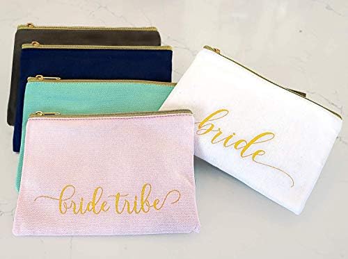 Heather & Willow Blush 8 Piece Canvas Makeup Bag Set for Bridesmaids & Bachelorette Parties - Image 4