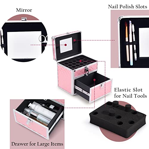 Frenessa Professional Makeup Train Case with Mirror and Adjustable Dividers, Large Capacity - Image 6