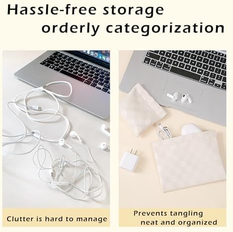 White Leather Pocket Cosmetic Bag, Waterproof Self-Closing Makeup Pouch for Women's Purses - Image 5