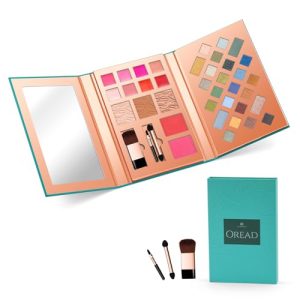 Color Nymph Makeup Kit for Women All-in-One Palette with Mirror 24 Eyeshadows Lipgloss Face Powder Blushes Green