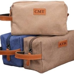 Personalized Engraved Canvas Men's Travel Toiletry Bag Dopp Kit for Groomsmen
