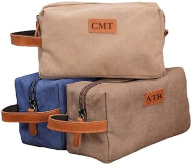 Personalized Engraved Canvas Men's Travel Toiletry Bag Dopp Kit for Groomsmen