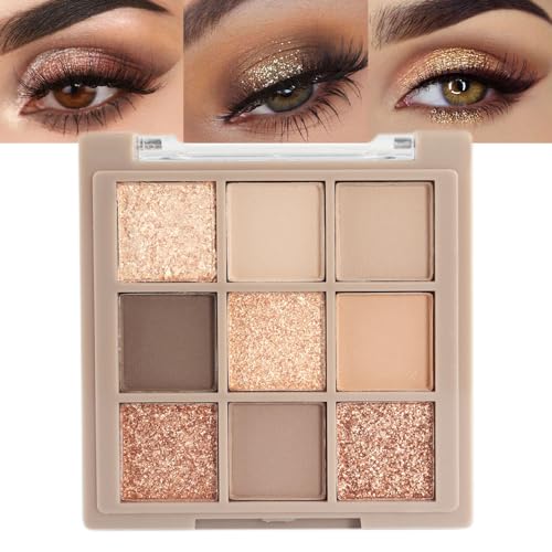 9 Color Rose Gold Black Brown Matte Eyeshadow Palette Waterproof Shimmer Travel Size Kit