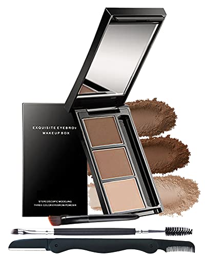 3-Color Long-Lasting Waterproof Eyebrow Powder Makeup Kit with Mirror and Tools
