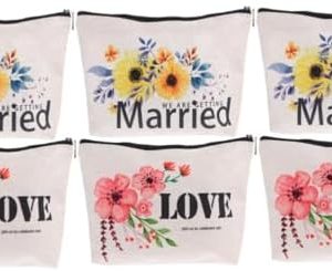 Abaodam 6 Piece Flower Print Portable Makeup Cosmetic Toiletry Bag Storage Pouch Set