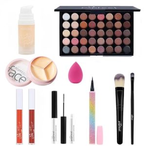 12-Piece Professional Makeup Set for Women with Eyeshadow, Lip Gloss, Foundation, and Mascara