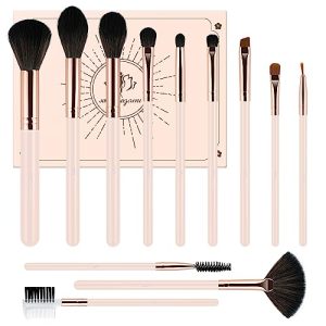Coral Pink 12-Piece Makeup Brush Set with Foundation, Powder, Eyeshadow, Blush Brushes, New in Gift Box