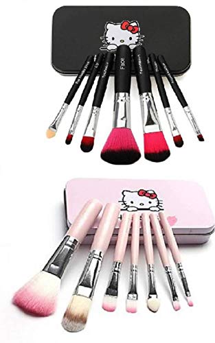 CETC 14 Piece Complete Makeup Mini Brush Kit with Storage Box Black Pink