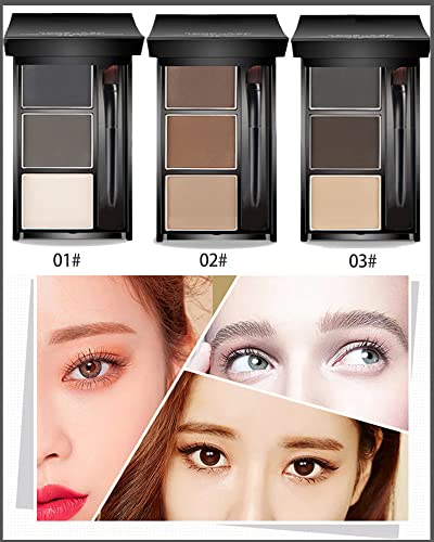 3-Color Long-Lasting Waterproof Eyebrow Powder Makeup Kit with Mirror and Tools - Image 6