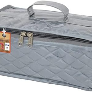 Satin Travel Jewelry Organizer Pouch for Necklaces Earrings Rings Grey Storage Case