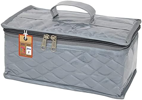 Satin Travel Jewelry Organizer Pouch for Necklaces Earrings Rings Grey Storage Case