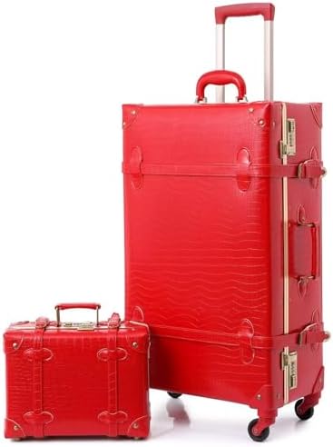 Urecity Vintage Luggage Set of 2 Retro Suitcase Trunk with Wheels and Tote Bag